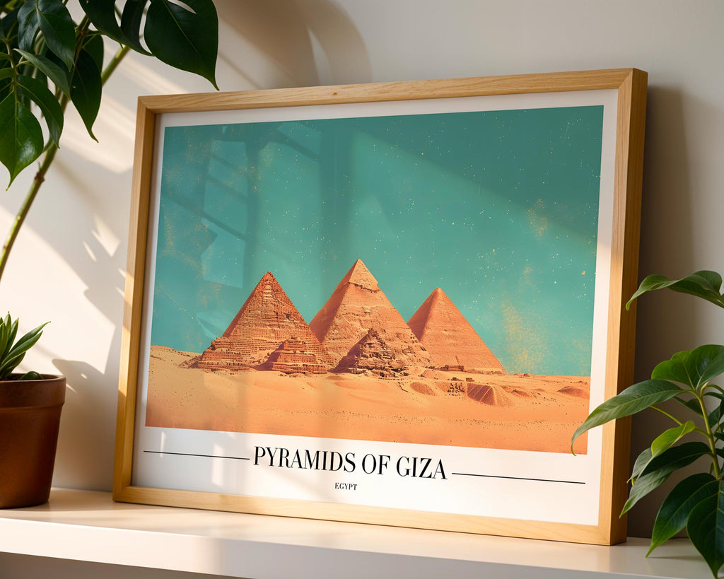 Pyramids of Giza Print | Ancient Egypt Travel Poster wall art print, modern home decor, unframed artwork by Nomad & Nest