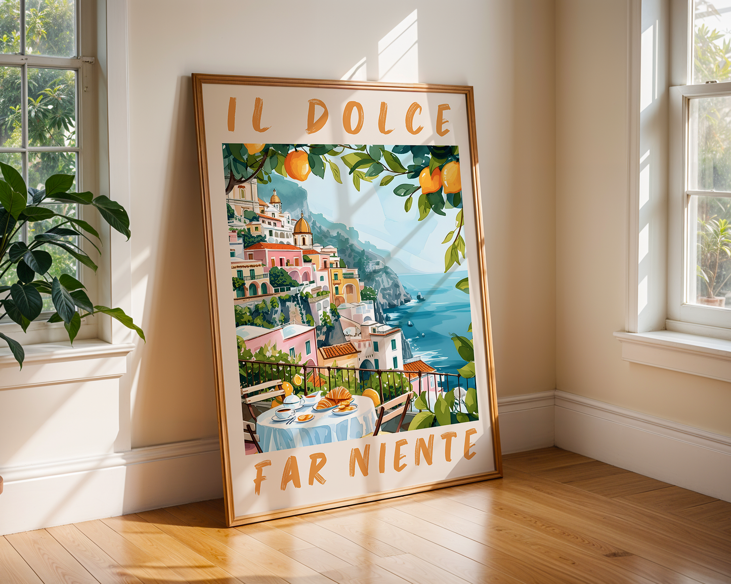 Colourful Prints | Italian Riviera Lemon Tree Print | Amalfi Coast Travel Poster wall art print, modern home decor, unframed artwork by Nomad & Nest