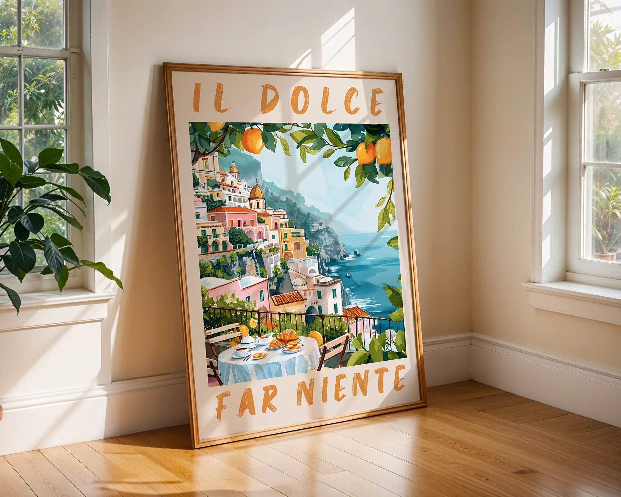 Colourful Prints | Italian Riviera Lemon Tree Print | Amalfi Coast Travel Poster wall art print, modern home decor, unframed artwork by Nomad & Nest