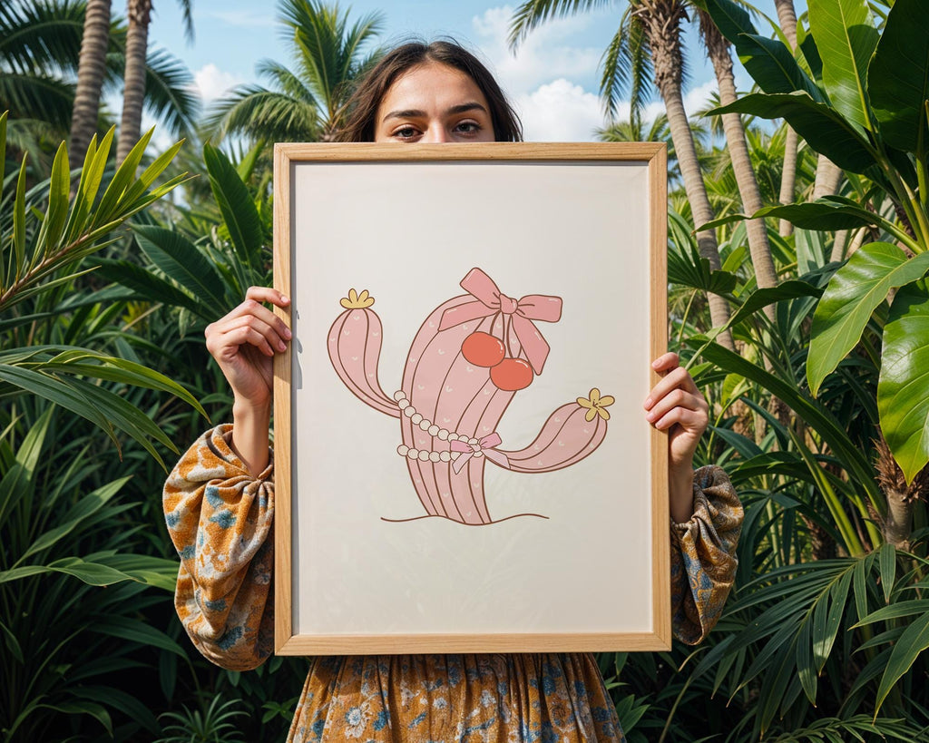 Pink Cactus Print | Western Cowgirl Wall Art wall art print, modern home decor, unframed artwork by Nomad & Nest