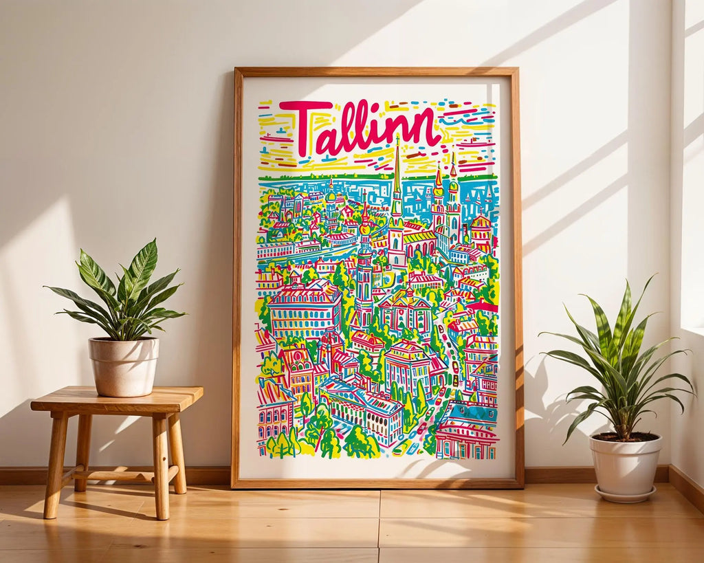 Tallinn Estonia Travel Poster | Bright Baltic City Illustration wall art print, modern home decor, unframed artwork by Nomad & Nest