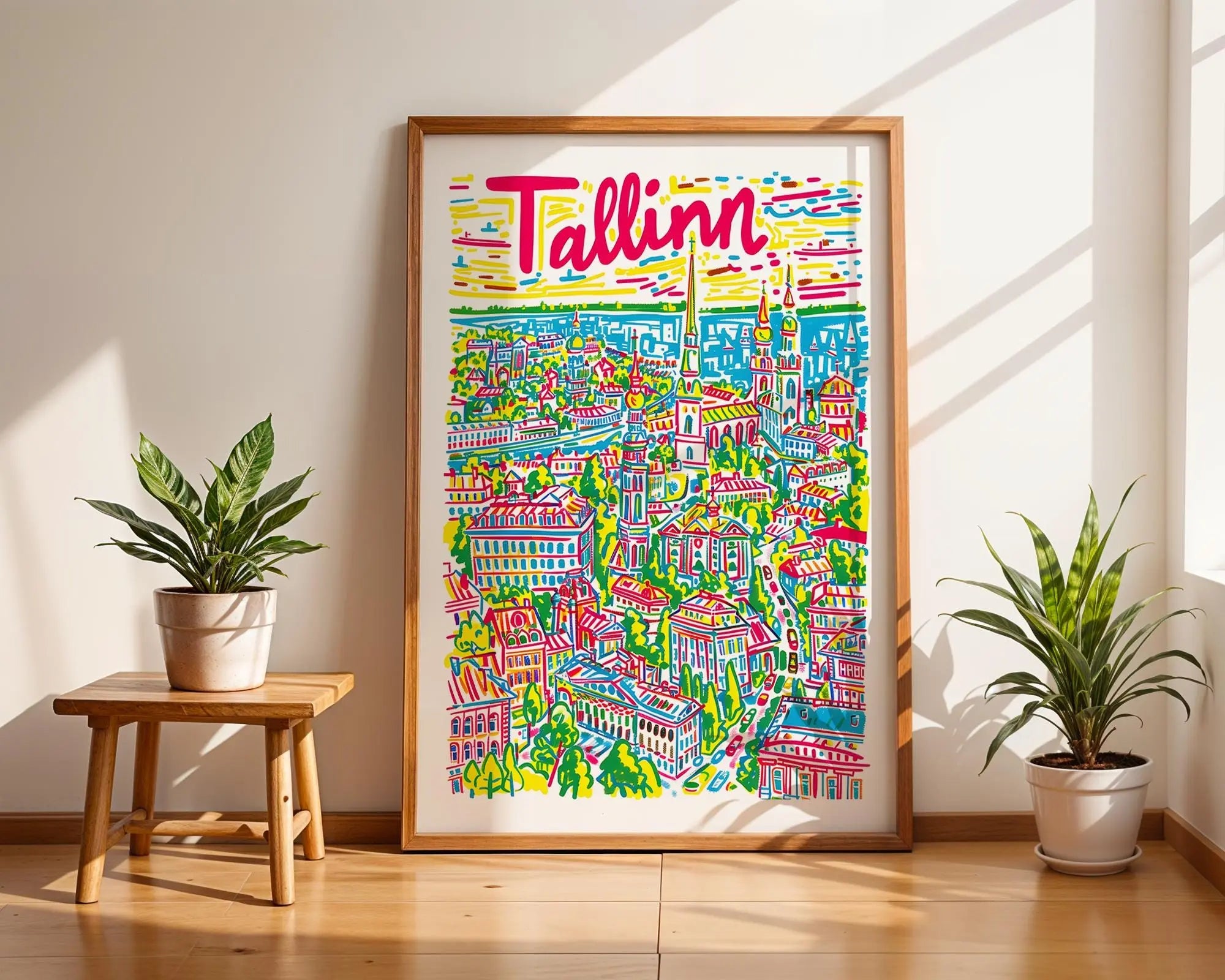 Tallinn Estonia Travel Poster | Bright Baltic City Illustration wall art print, modern home decor, unframed artwork by Nomad & Nest