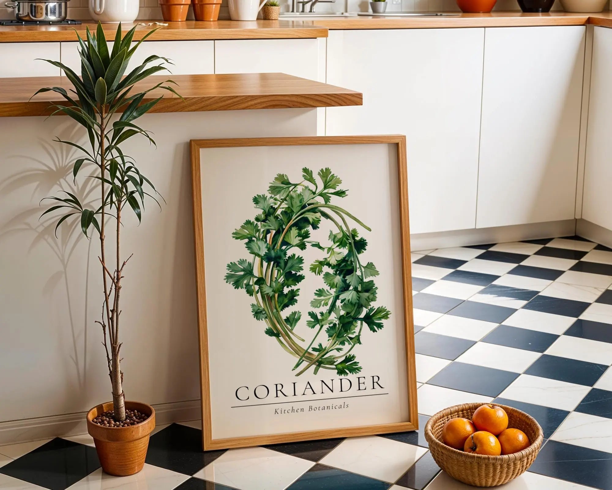 Coriander Herb Kitchen Print • Botanical Culinary Illustration wall art print, modern home decor, unframed artwork by Nomad & Nest