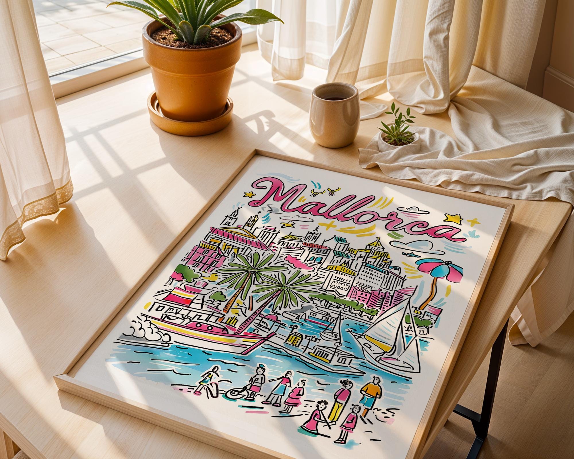 Mallorca Travel Poster | Balearic Islands Mediterranean Art Print wall art print, modern home decor, unframed artwork by Nomad & Nest