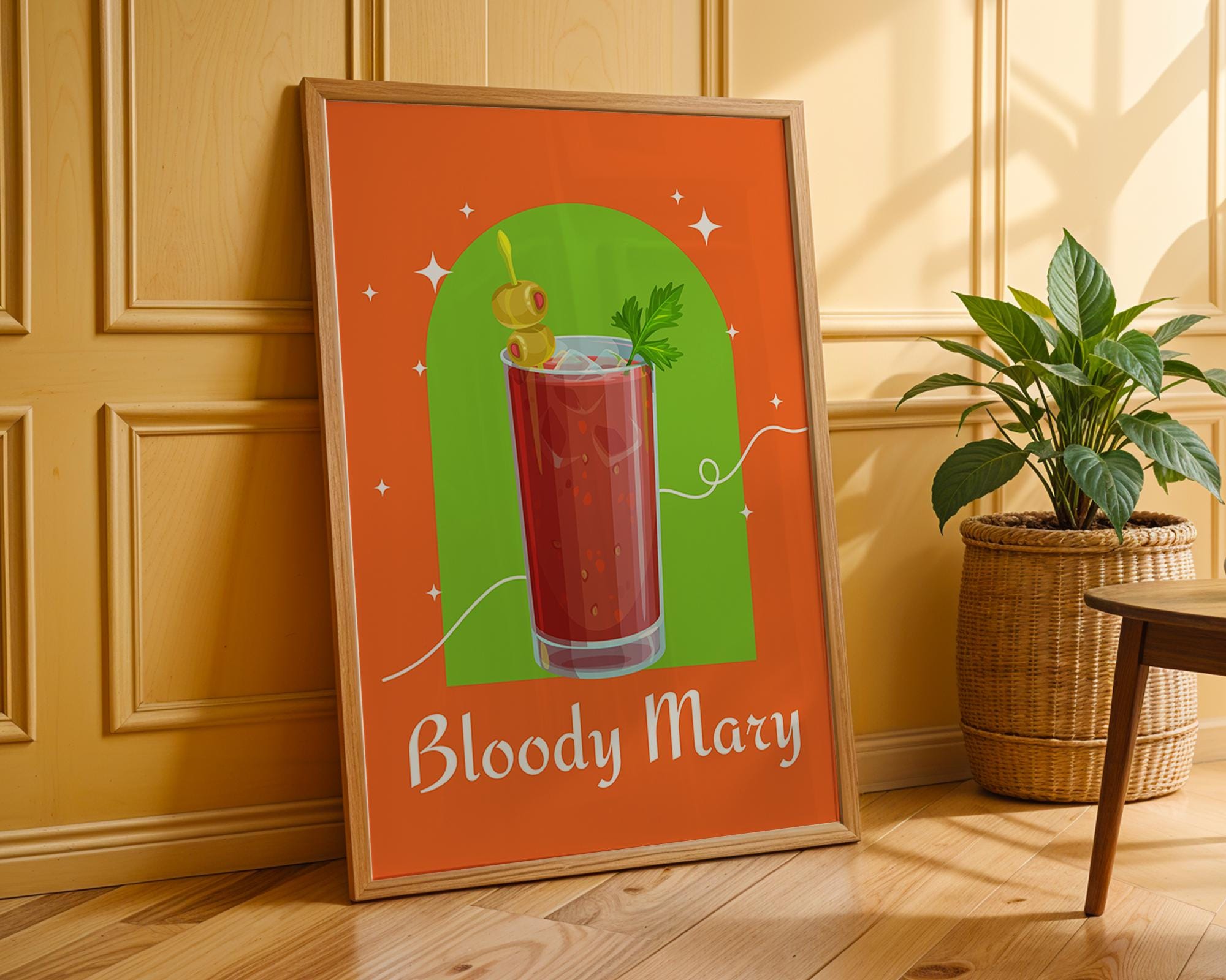 Bloody Mary Cocktail Print | Retro Modern Bar Illustration wall art print, modern home decor, unframed artwork by Nomad & Nest