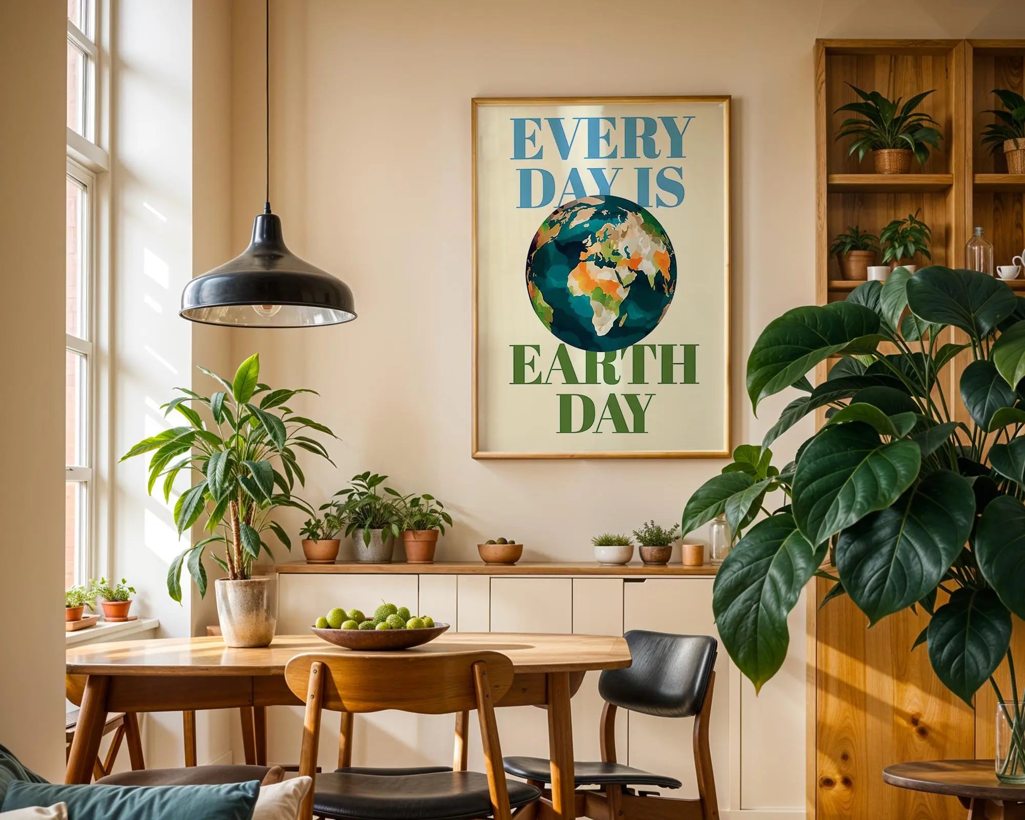 Earth Day Globe Illustration | Eco-Friendly Home Decor Poster wall art print, modern home decor, unframed artwork by Nomad & Nest