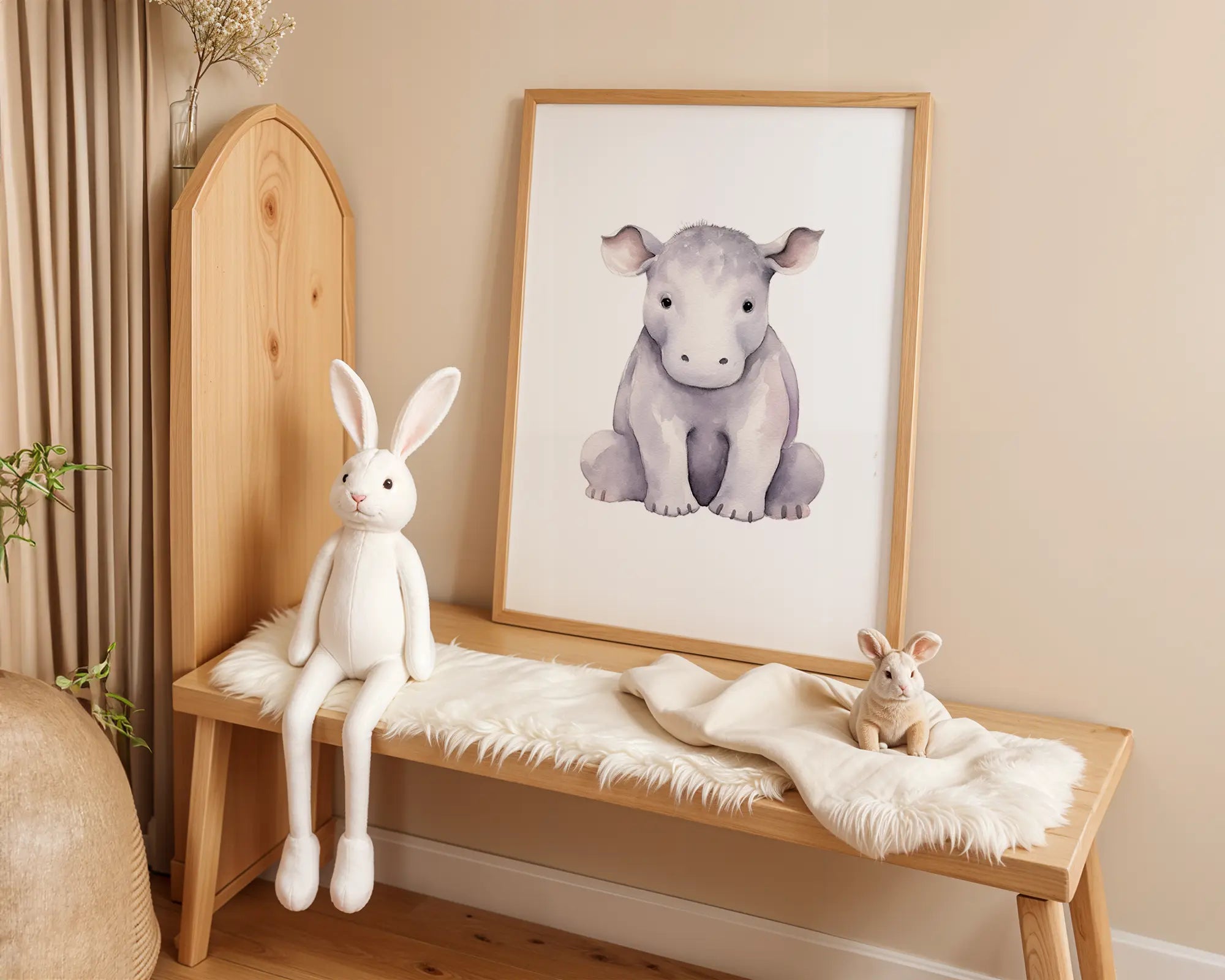 Playroom Ideas | Hippo Nursery Wall Art | Safari Animal Baby Illustration wall art print, modern home decor, unframed artwork by Nomad & Nest