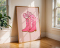 Pink Cowgirl Boots Art Print | Barbiecore Western Poster wall art print, modern home decor, unframed artwork by Nomad & Nest