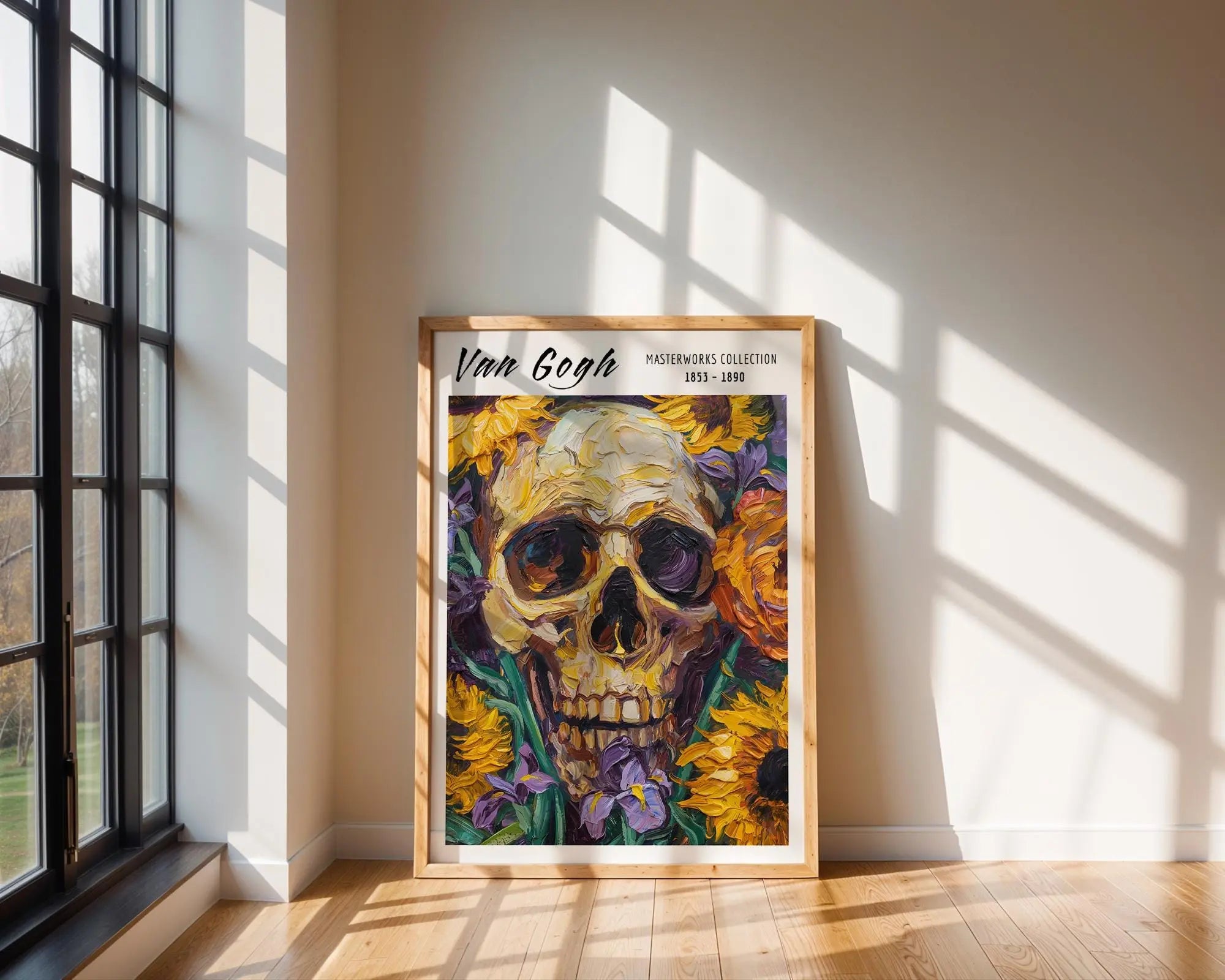 Van Gogh Print | Skull with Flowers  | Gothic Expressionist Wall Art wall art print, modern home decor, unframed artwork by Nomad & Nest