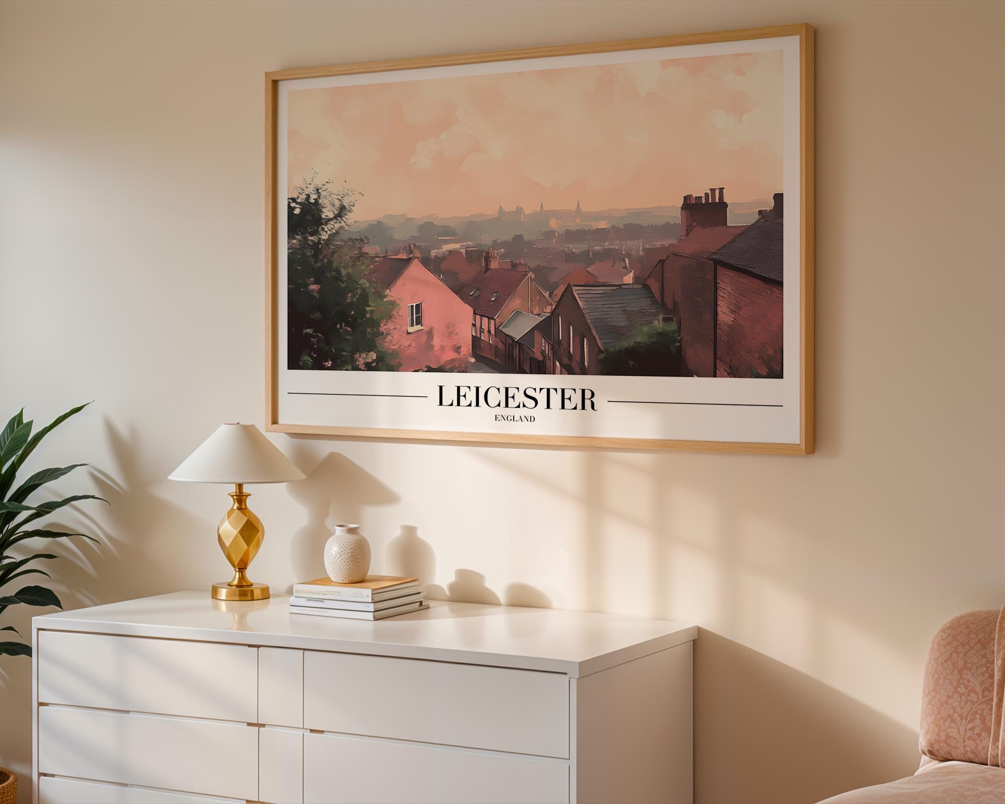 Leicester England Art Print | Sunset Cityscape Wall Decor wall art print, modern home decor, unframed artwork by Nomad & Nest