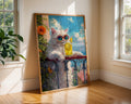 Colourful Prints | Funny Cat Print | Summer Balcony, Lemonade, Sunglasses wall art print, modern home decor, unframed artwork by Nomad & Nest