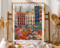 Madrid Flower Market Poster | Spanish Cityscape Travel Art wall art print, modern home decor, unframed artwork by Nomad & Nest