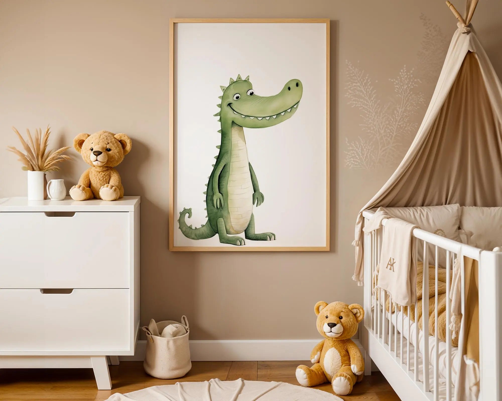 Playroom Ideas | Crocodile Nursery Wall Art | Jungle Animal Baby Illustration wall art print, modern home decor, unframed artwork by Nomad & Nest