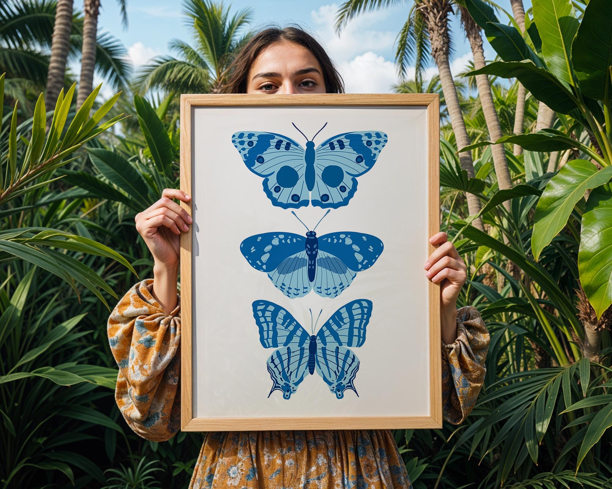 Blue Butterfly Print Set | Scandinavian Insect Wall Art wall art print, modern home decor, unframed artwork by Nomad & Nest