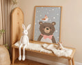 Playroom Ideas | Bear Nursery Wall Art | Woodland Animal Baby Illustration wall art print, modern home decor, unframed artwork by Nomad & Nest