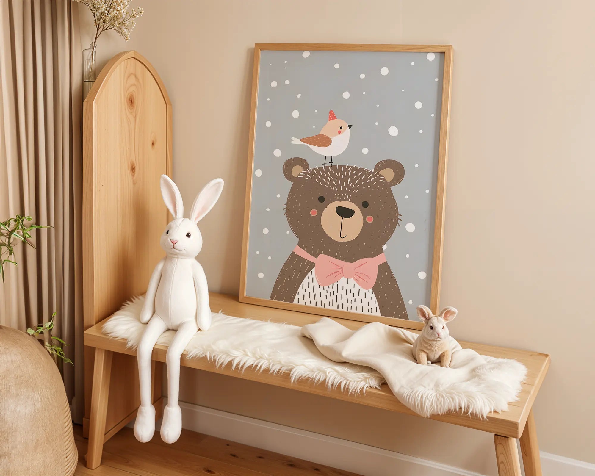 Playroom Ideas | Bear Nursery Wall Art | Woodland Animal Baby Illustration wall art print, modern home decor, unframed artwork by Nomad & Nest