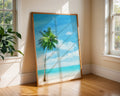 Colourful Prints | Tropical Palm Tree Beach Print | Coastal Summer Wall Art wall art print, modern home decor, unframed artwork by Nomad & Nest