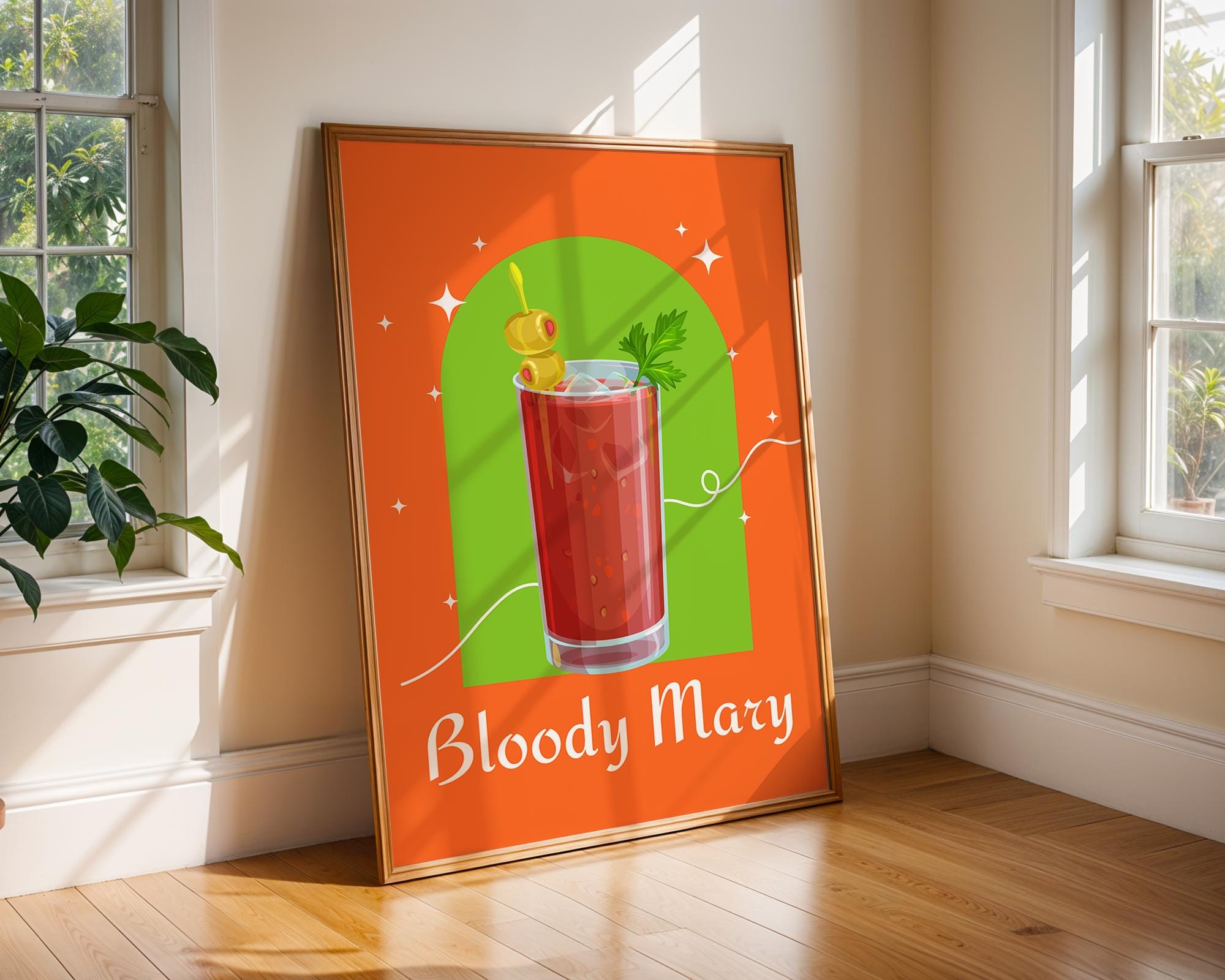 Bloody Mary Cocktail Print | Retro Modern Bar Illustration wall art print, modern home decor, unframed artwork by Nomad & Nest