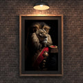 Majestic Lion Portrait Print | Regal Animal in Military Uniform wall art print, modern home decor, unframed artwork by Nomad & Nest