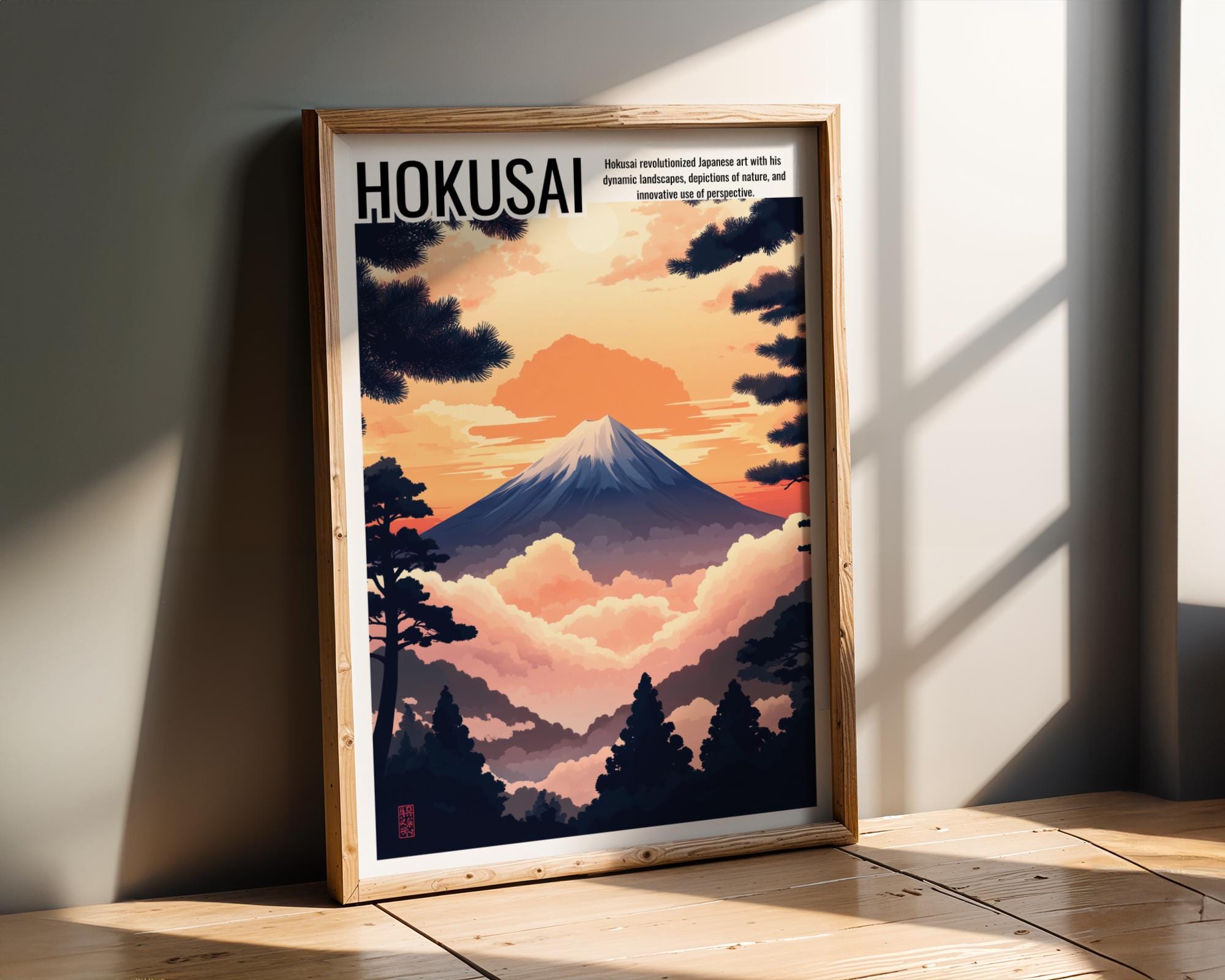 Japanese Poster | Mount Fuji Art Print –  Sunset, Hokusai Inspired wall art print, modern home decor, unframed artwork by Nomad & Nest