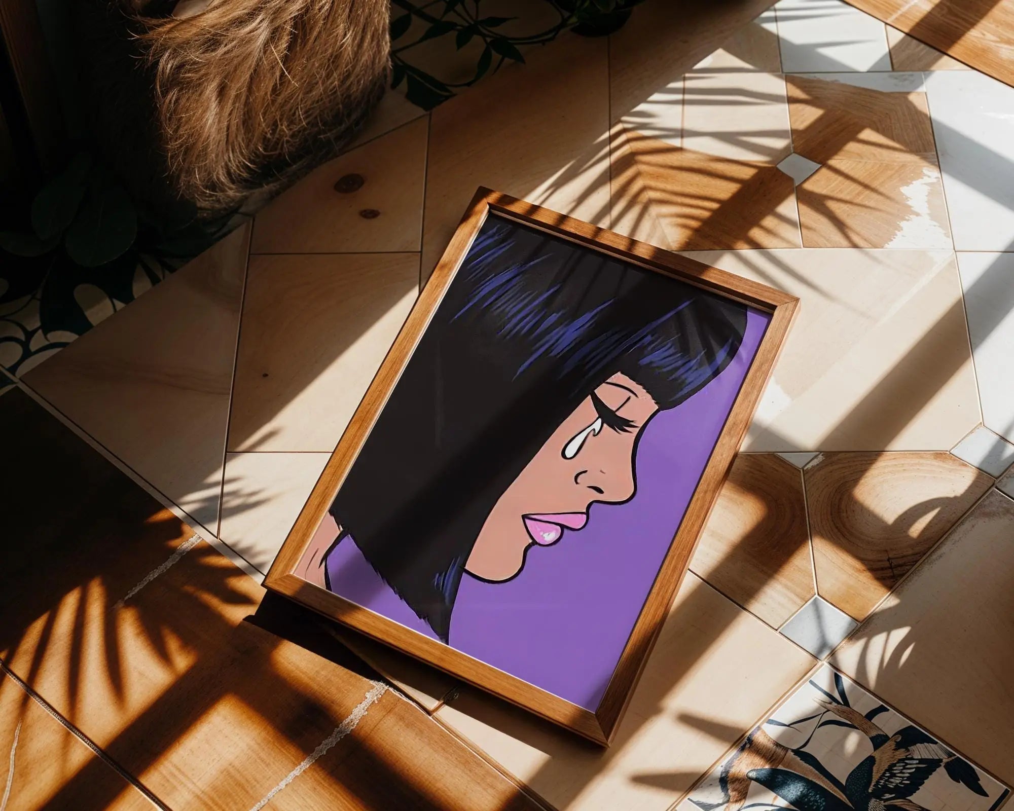 Modern Pop Art | Crying Woman  Poster | Purple Retro Comic Book Print wall art print, modern home decor, unframed artwork by Nomad & Nest