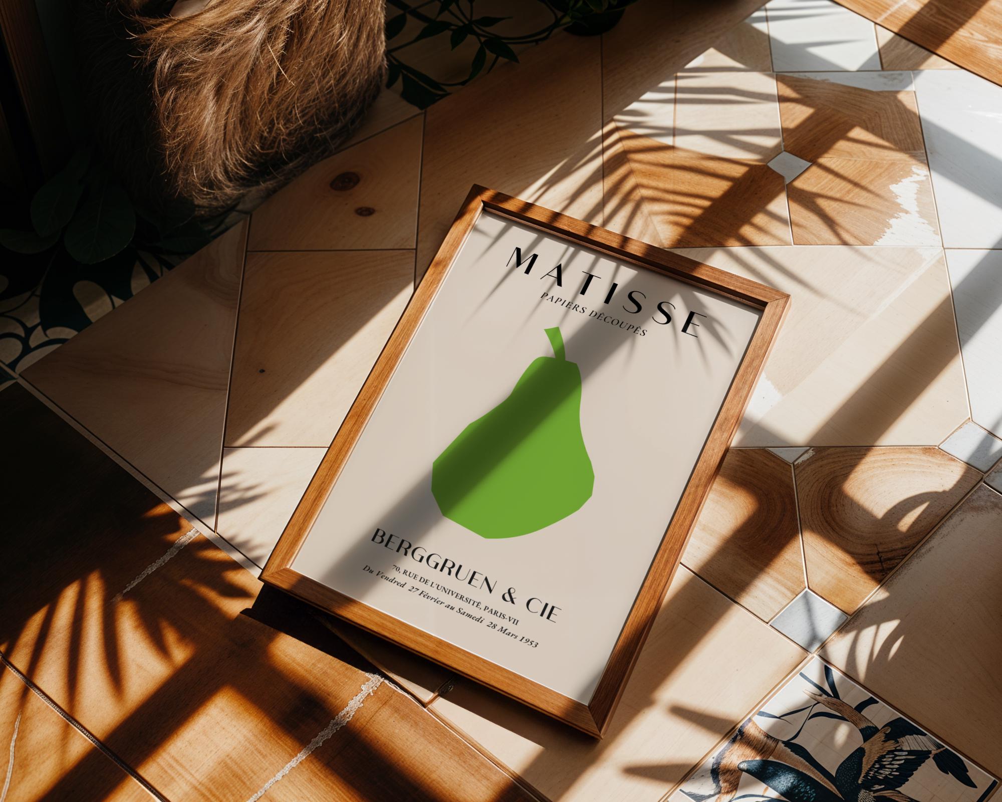 Henri Matisse Print | Pear Art  | Green Fruit Cut-Out Poster wall art print, modern home decor, unframed artwork by Nomad & Nest