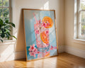 Colourful Prints | Floral Cocktail Art Print | Pink Citrus Drink Poster wall art print, modern home decor, unframed artwork by Nomad & Nest