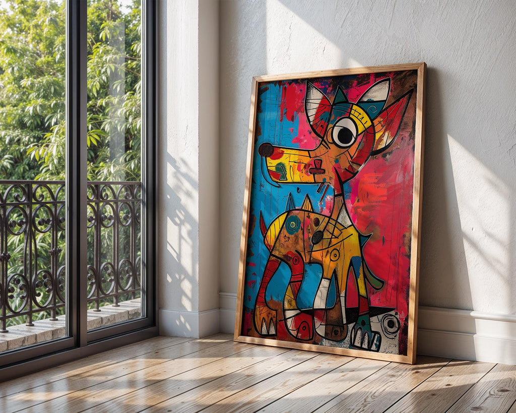 Abstract Dog Art Print | Colorful Cubist Animal Illustration wall art print, modern home decor, unframed artwork by Nomad & Nest