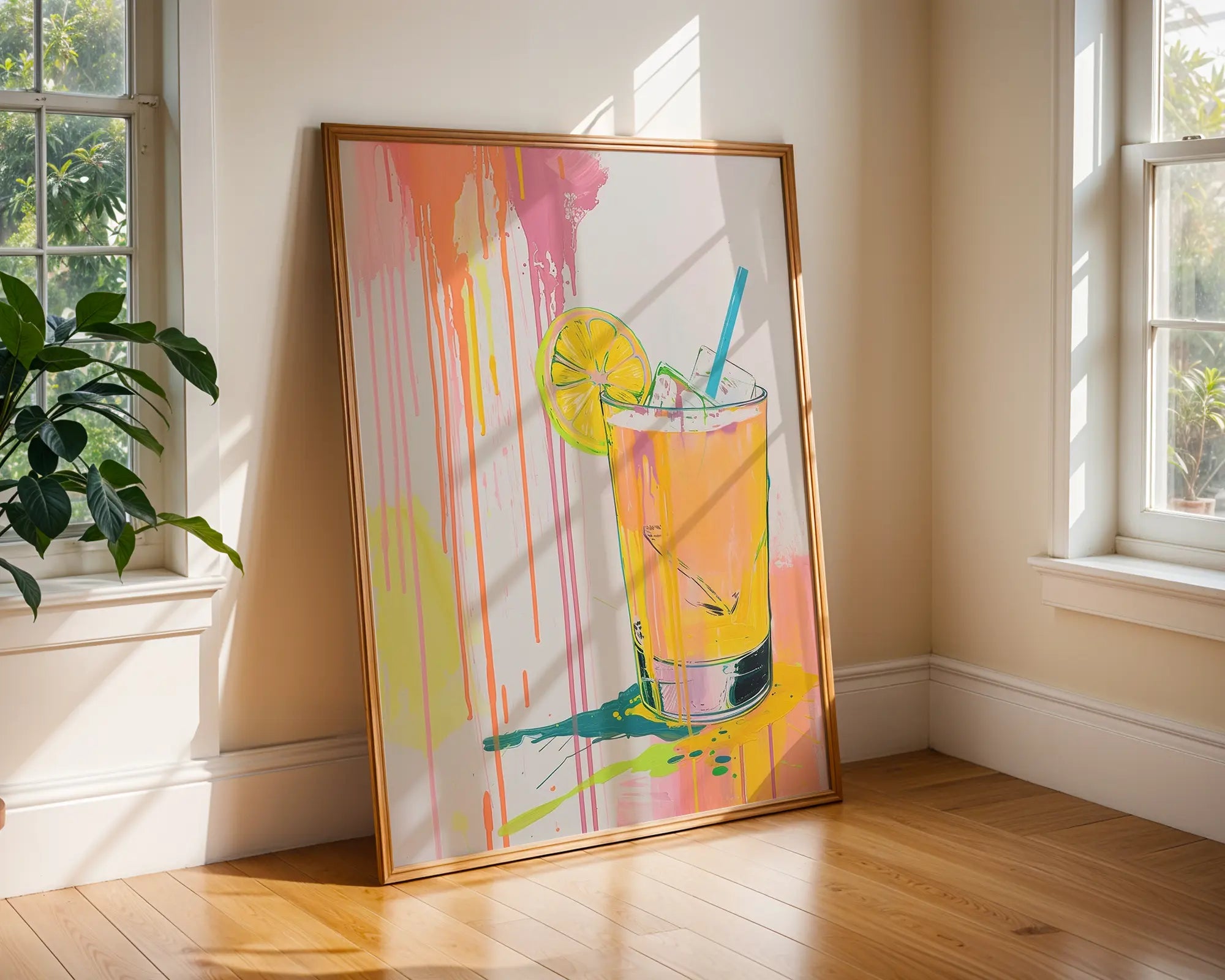Colourful Prints | Neon Citrus Cocktail Print | Summer Drink Pop Art wall art print, modern home decor, unframed artwork by Nomad & Nest