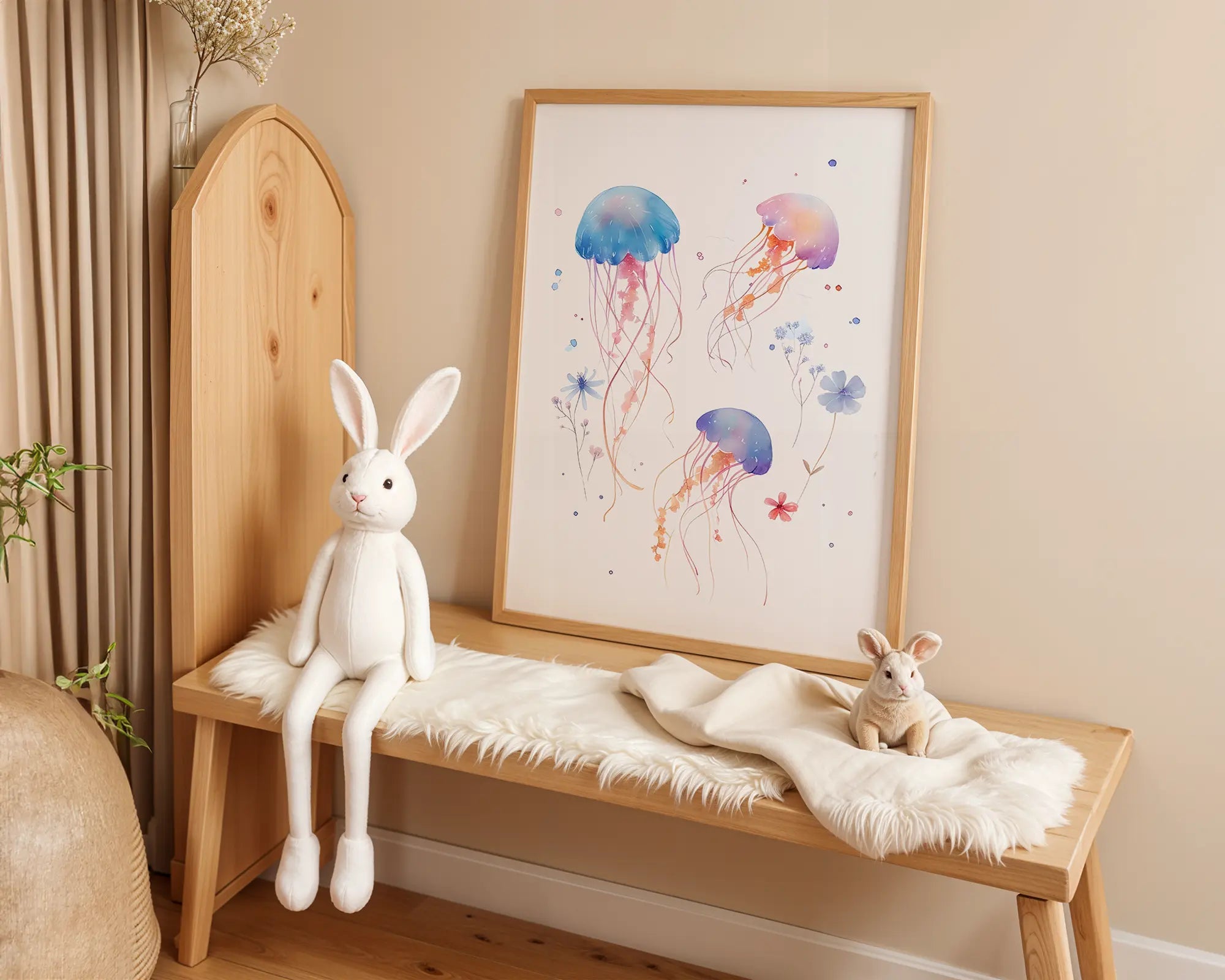 Playroom Ideas | Watercolour Jellyfish Nursery Art | Ocean Animal Wall Print wall art print, modern home decor, unframed artwork by Nomad & Nest
