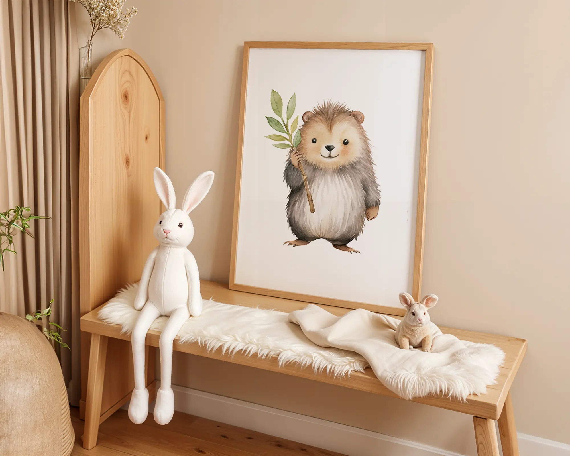 Playroom Ideas | Hedgehog Nursery Wall Art | Woodland Animal Baby Illustration wall art print, modern home decor, unframed artwork by Nomad & Nest