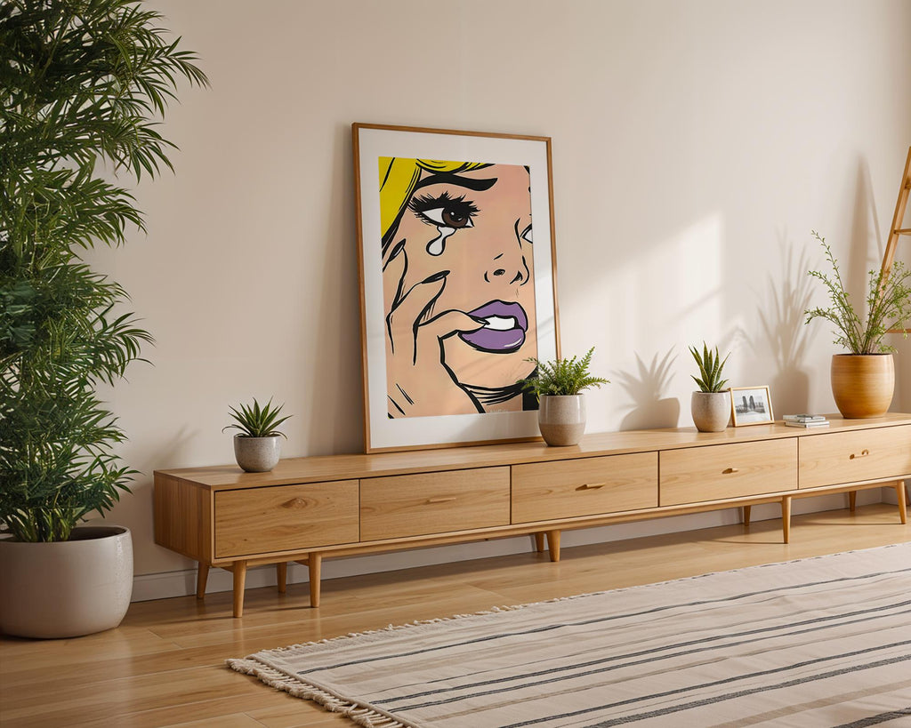 Modern Pop Art | Crying Woman  Print | Vintage Comic Book Style wall art print, modern home decor, unframed artwork by Nomad & Nest