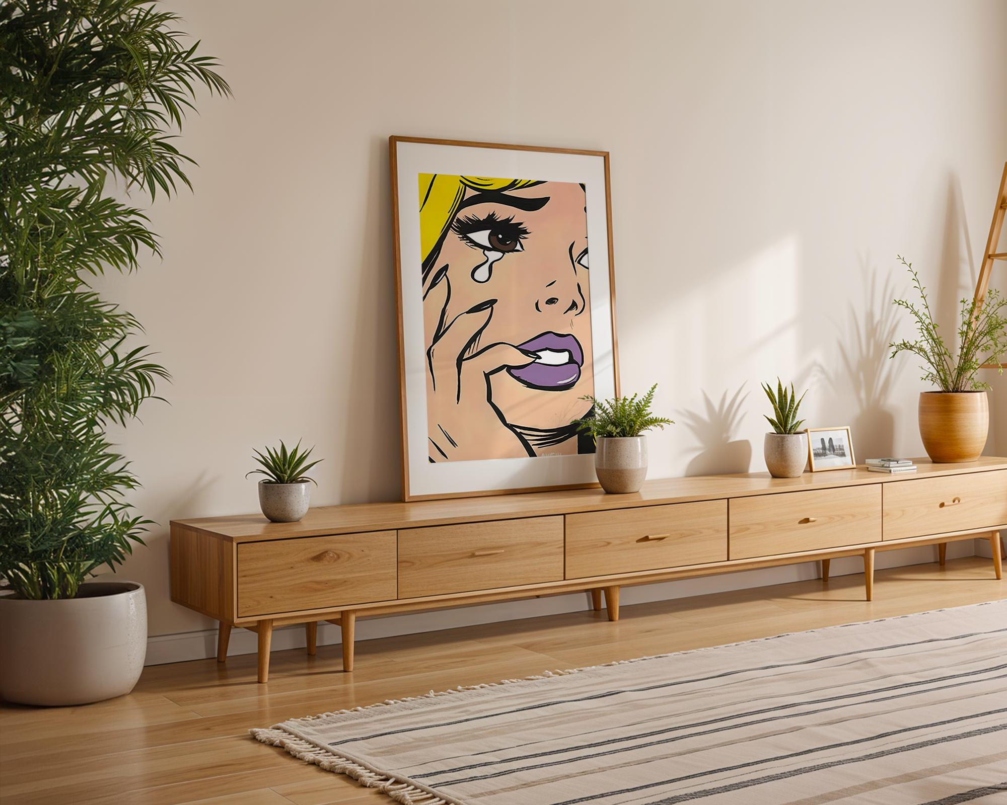 Modern Pop Art | Crying Woman  Print | Vintage Comic Book Style wall art print, modern home decor, unframed artwork by Nomad & Nest