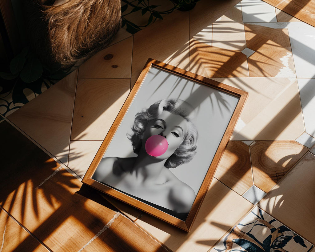 Modern Pop Art | Marilyn Monroe  Print | Pink Bubblegum, Retro Glam Decor wall art print, modern home decor, unframed artwork by Nomad & Nest