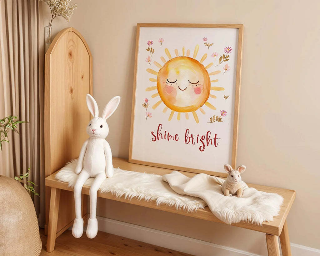 Playroom Ideas | Shine Bright Nursery Print | Sun Wall Art Baby Decor wall art print, modern home decor, unframed artwork by Nomad & Nest