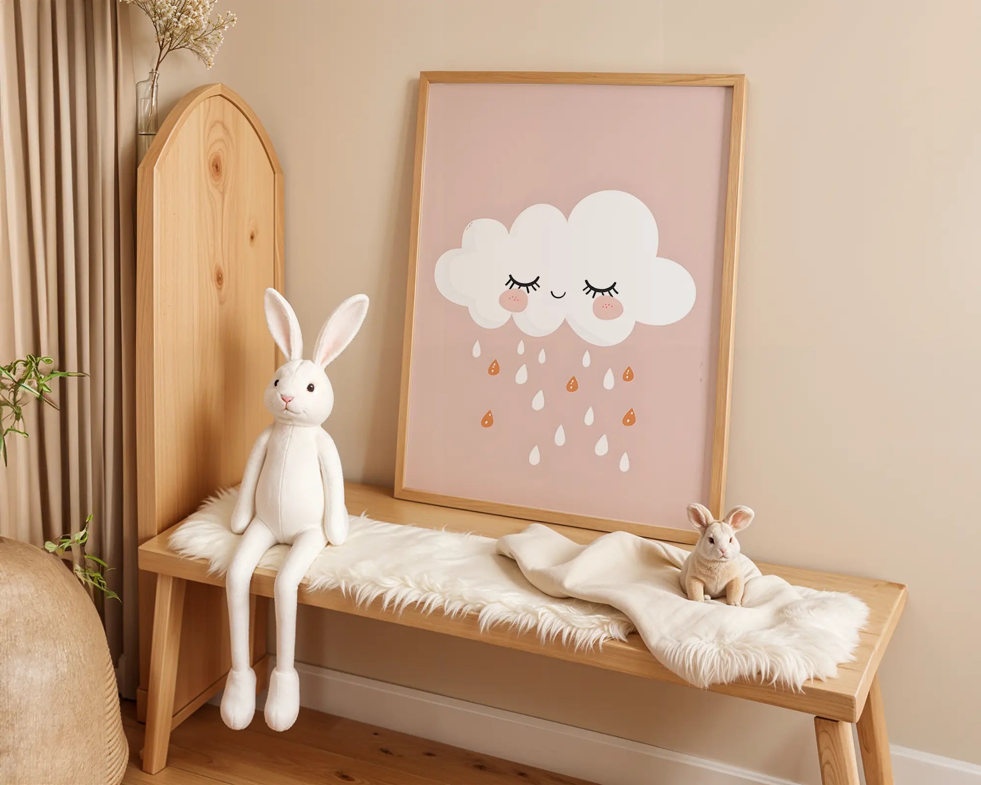 Playroom Ideas | Sleepy Cloud Nursery Wall Art | Neutral Boho Rain Print wall art print, modern home decor, unframed artwork by Nomad & Nest