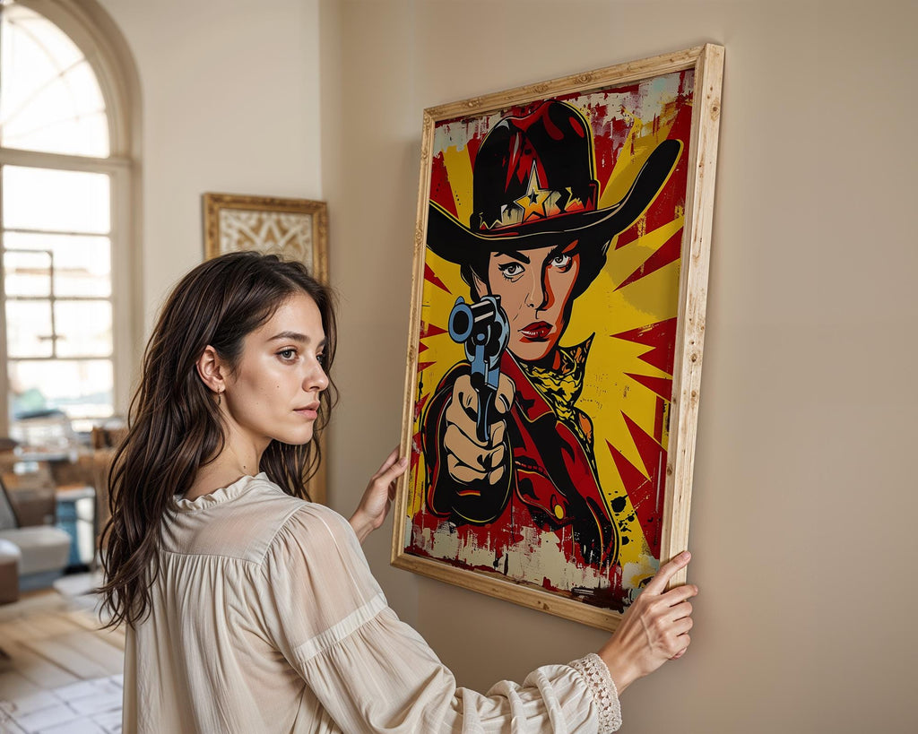 Modern Pop Art | Cowgirl Print | Retro Western , Bold Comic Style wall art print, modern home decor, unframed artwork by Nomad & Nest