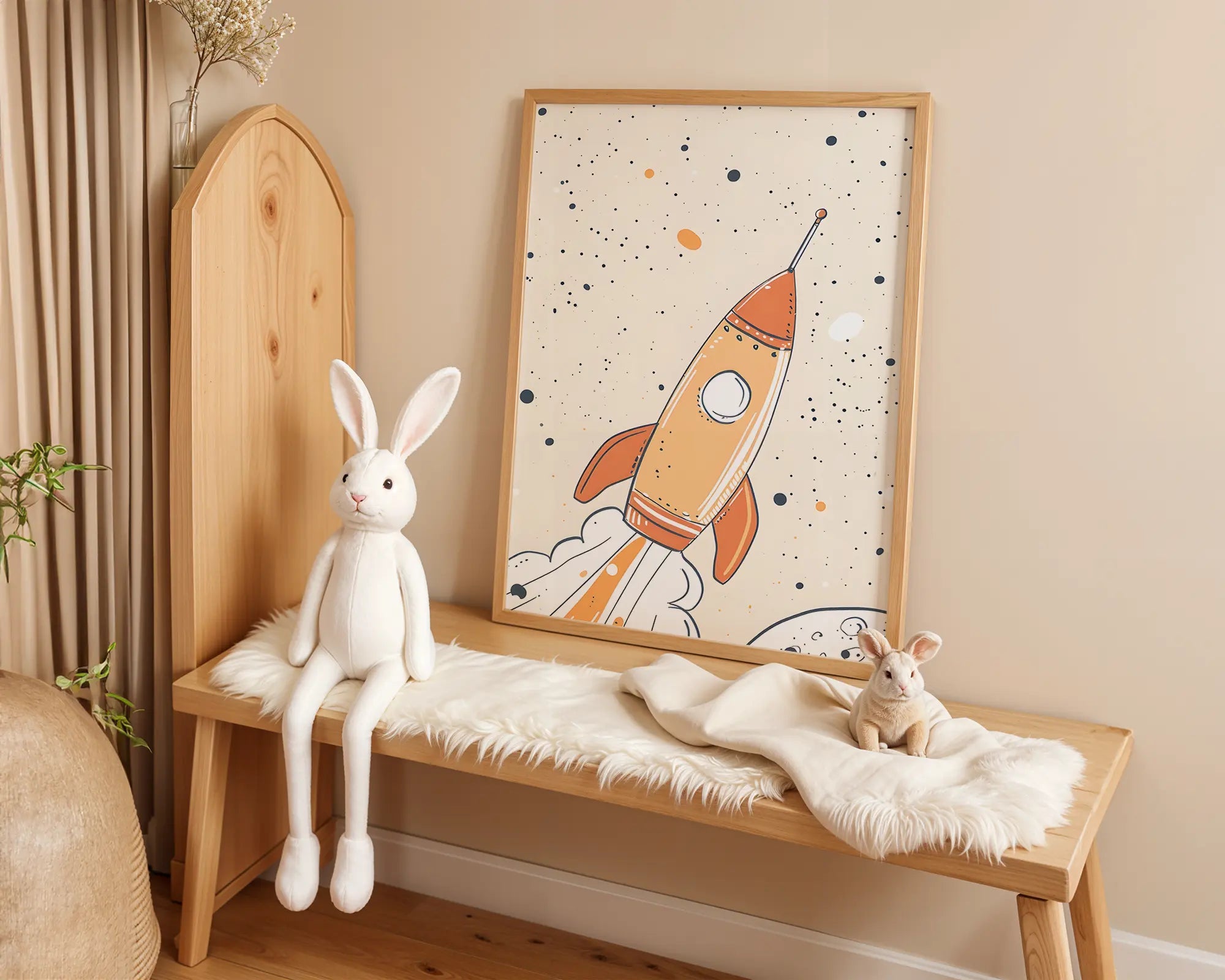 Playroom Ideas | Rocket Nursery Wall Art | Space Theme Baby Room Print wall art print, modern home decor, unframed artwork by Nomad & Nest