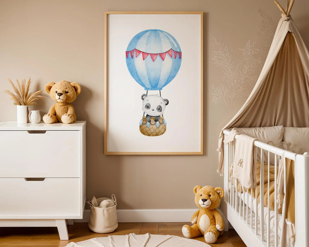 Panda Balloon Print | Nursery Wall Art wall art print, modern home decor, unframed artwork by Nomad & Nest