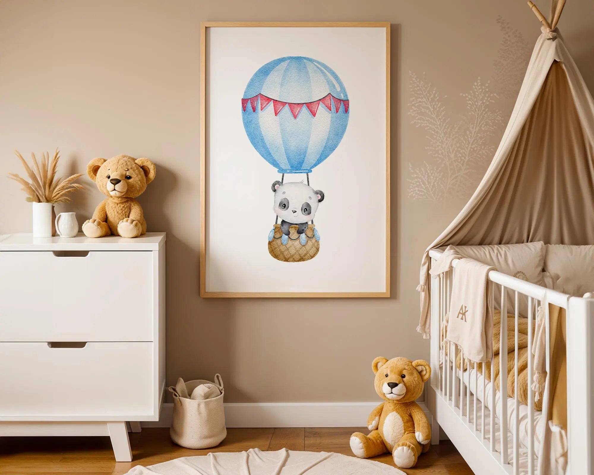 Panda Balloon Print | Nursery Wall Art wall art print, modern home decor, unframed artwork by Nomad & Nest
