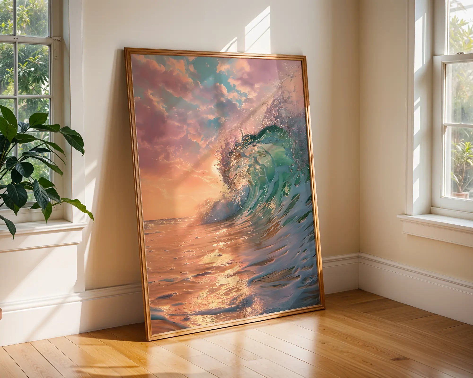 Colourful Prints | Sunset Ocean Wave Print | Abstract Coastal Art wall art print, modern home decor, unframed artwork by Nomad & Nest