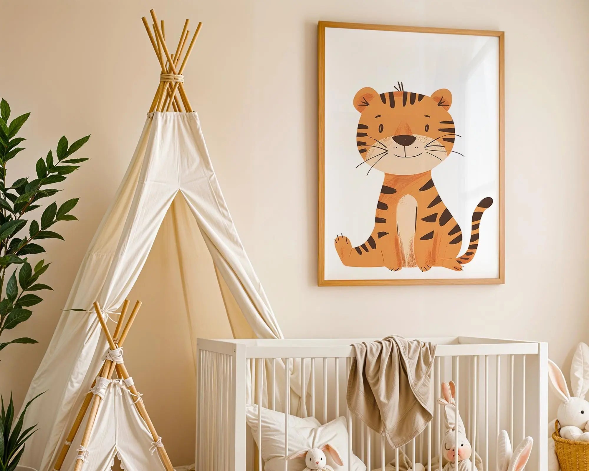Playroom Ideas | Friendly Tiger Nursery Wall Art | Jungle Animal Kids Decor wall art print, modern home decor, unframed artwork by Nomad & Nest