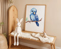 Playroom Ideas | Blue Parrot Nursery Wall Art | Tropical Bird Baby Print wall art print, modern home decor, unframed artwork by Nomad & Nest