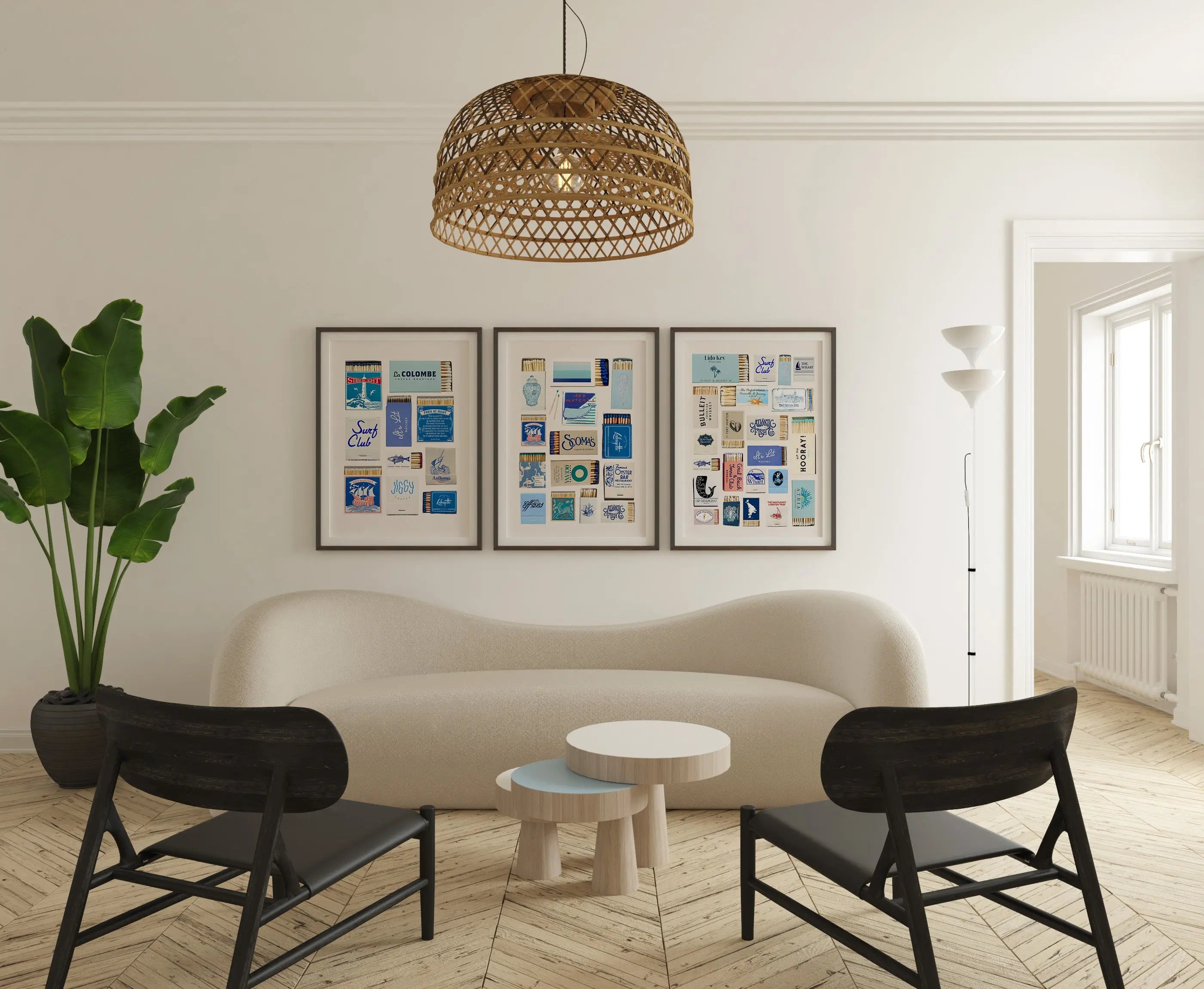 Colourful Prints | Retro Matchbook Art Print Set | Coastal Summer Collage (Set of 3) wall art print, modern home decor, unframed artwork by Nomad & Nest