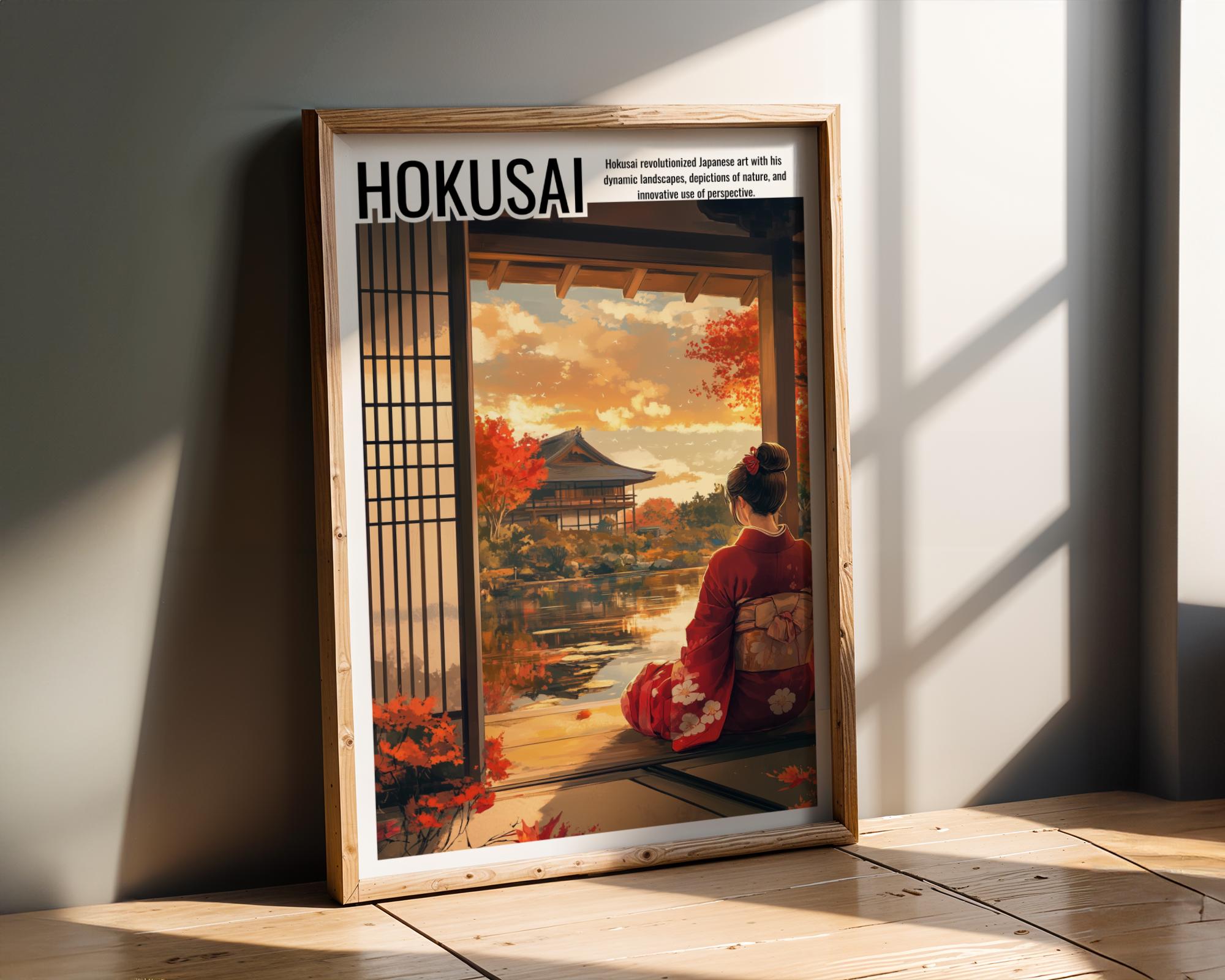 Japanese Poster | Geisha Kimono Art Print – Tranquil Autumn Landscape wall art print, modern home decor, unframed artwork by Nomad & Nest