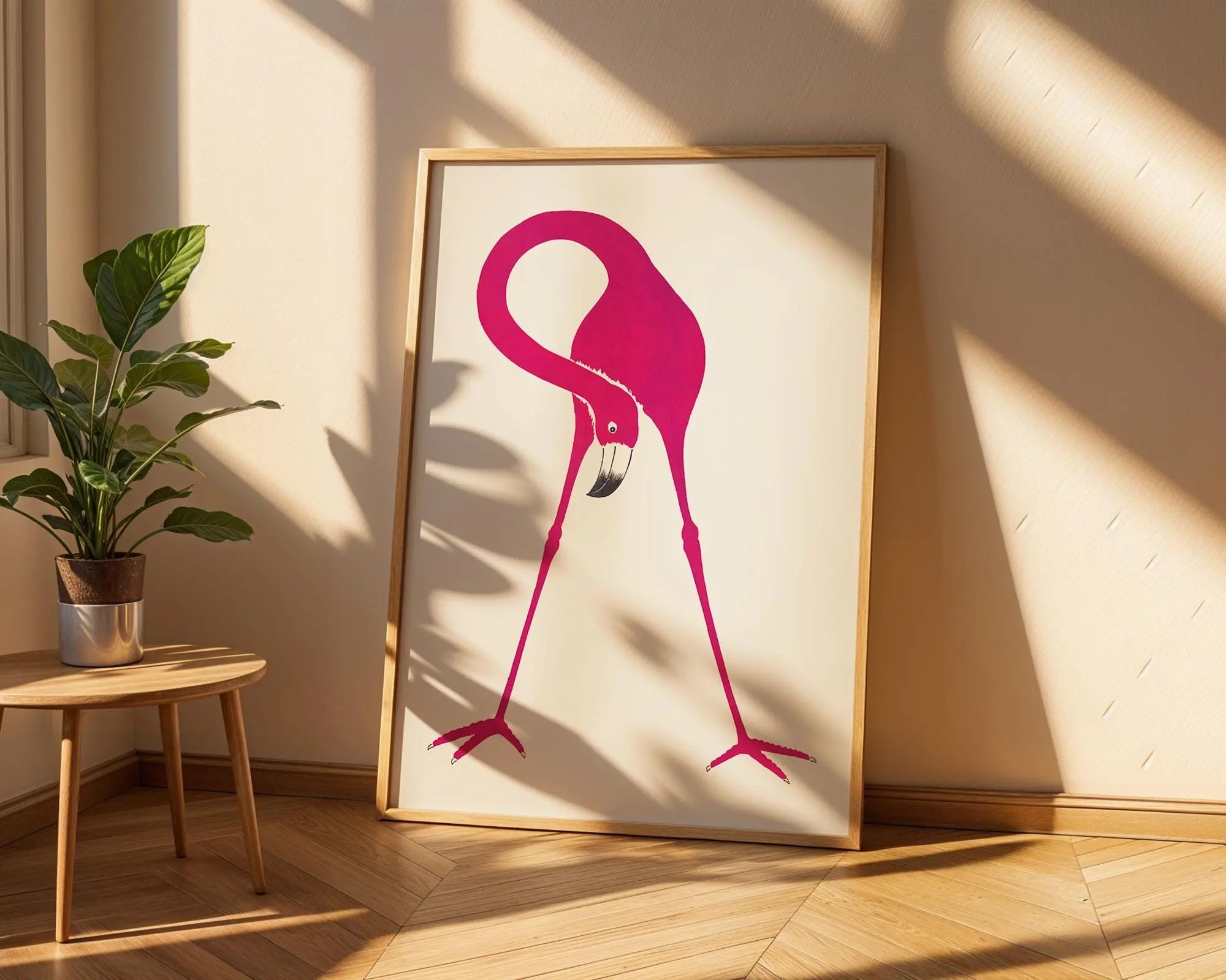Pink Flamingo Art Print | Modern Tropical Home Decor wall art print, modern home decor, unframed artwork by Nomad & Nest