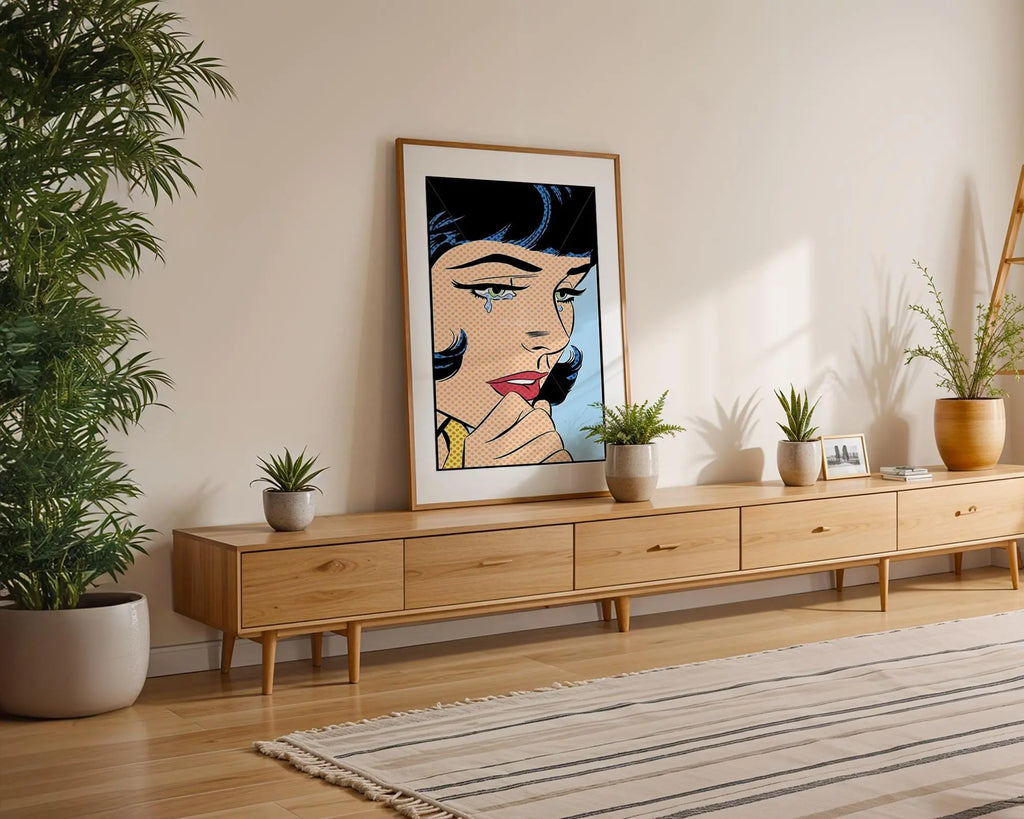 Modern Pop Art | Crying Woman  Print | Retro Comic Book Style  Decor wall art print, modern home decor, unframed artwork by Nomad & Nest