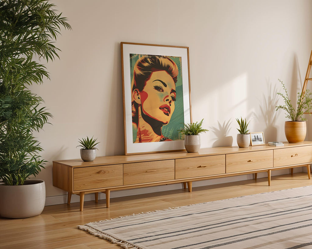 Modern Pop Art | Retro  Woman Portrait | Vintage Pin-Up Style  Print wall art print, modern home decor, unframed artwork by Nomad & Nest