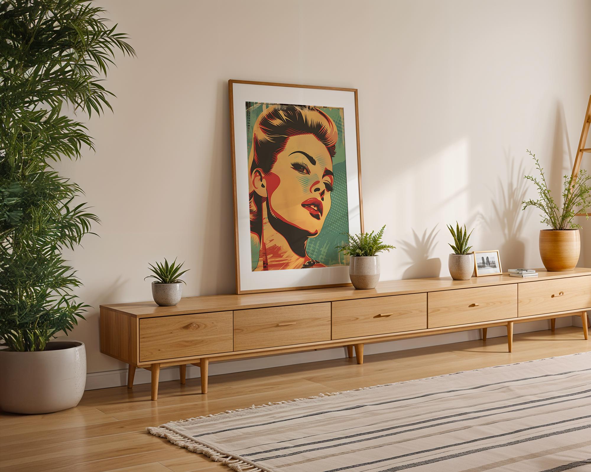 Modern Pop Art | Retro  Woman Portrait | Vintage Pin-Up Style  Print wall art print, modern home decor, unframed artwork by Nomad & Nest