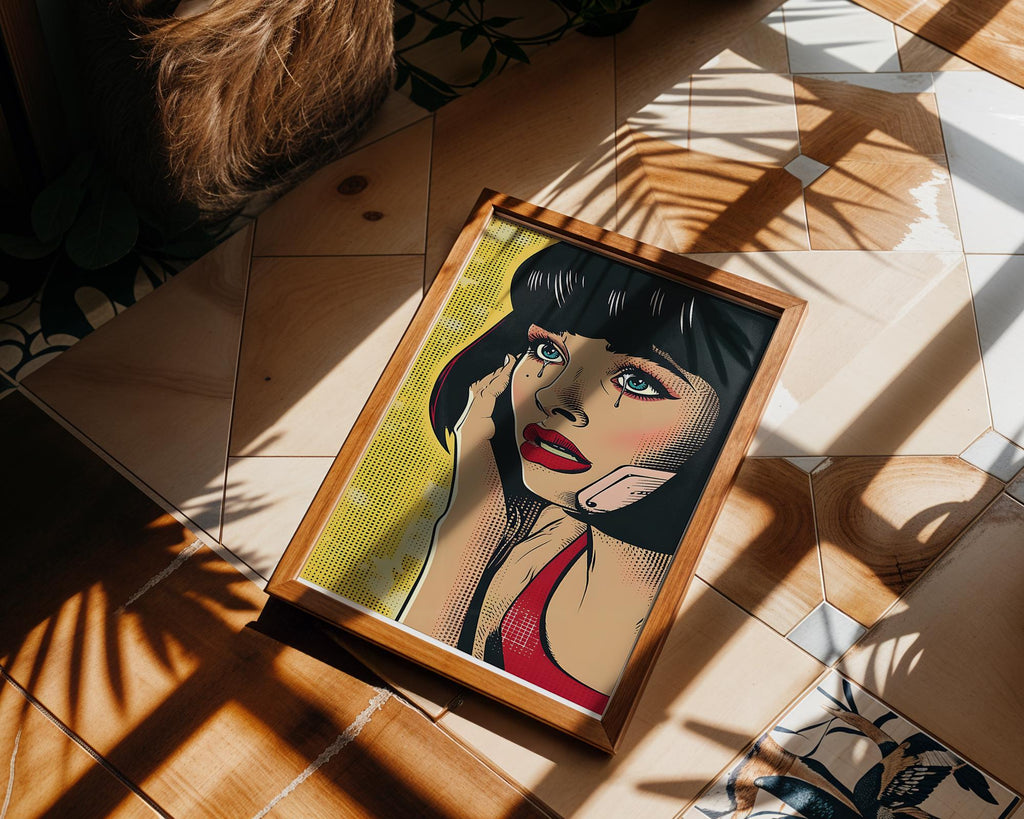 Modern Pop Art | Crying Woman Print | Vintage Comic Style Poster wall art print, modern home decor, unframed artwork by Nomad & Nest